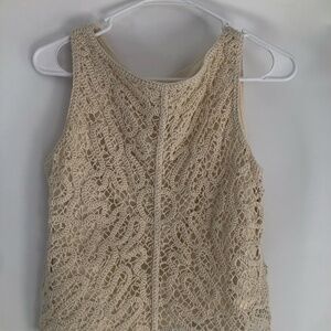 A New Day - Light Tan Crochet Tank